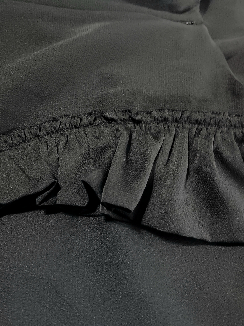 Ann Taylor Black Sleeveless Midi Dress with Ruffle Shoulders - Picture 5 of 8